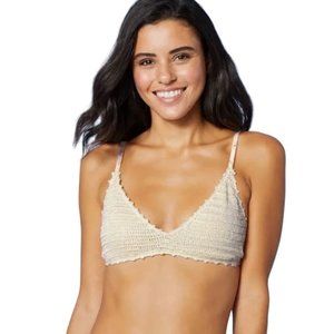 Xhilaration Juniors Crochet Bralette Bikini Top Swim Cream Large Adjustable